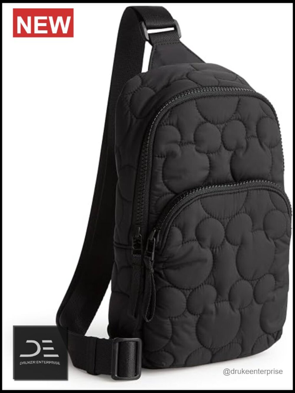 Featherweight Quilted Nylon Sling Backpack - Crossbody Water Resistant Travel